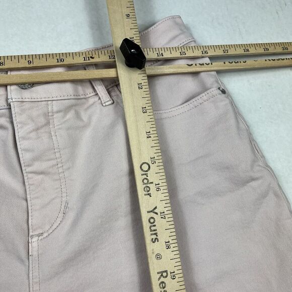Express Womens Shortie High Rise Denim Shorts Pink Hyper Stretch Frayed Size 12 - Picture 7 of 12